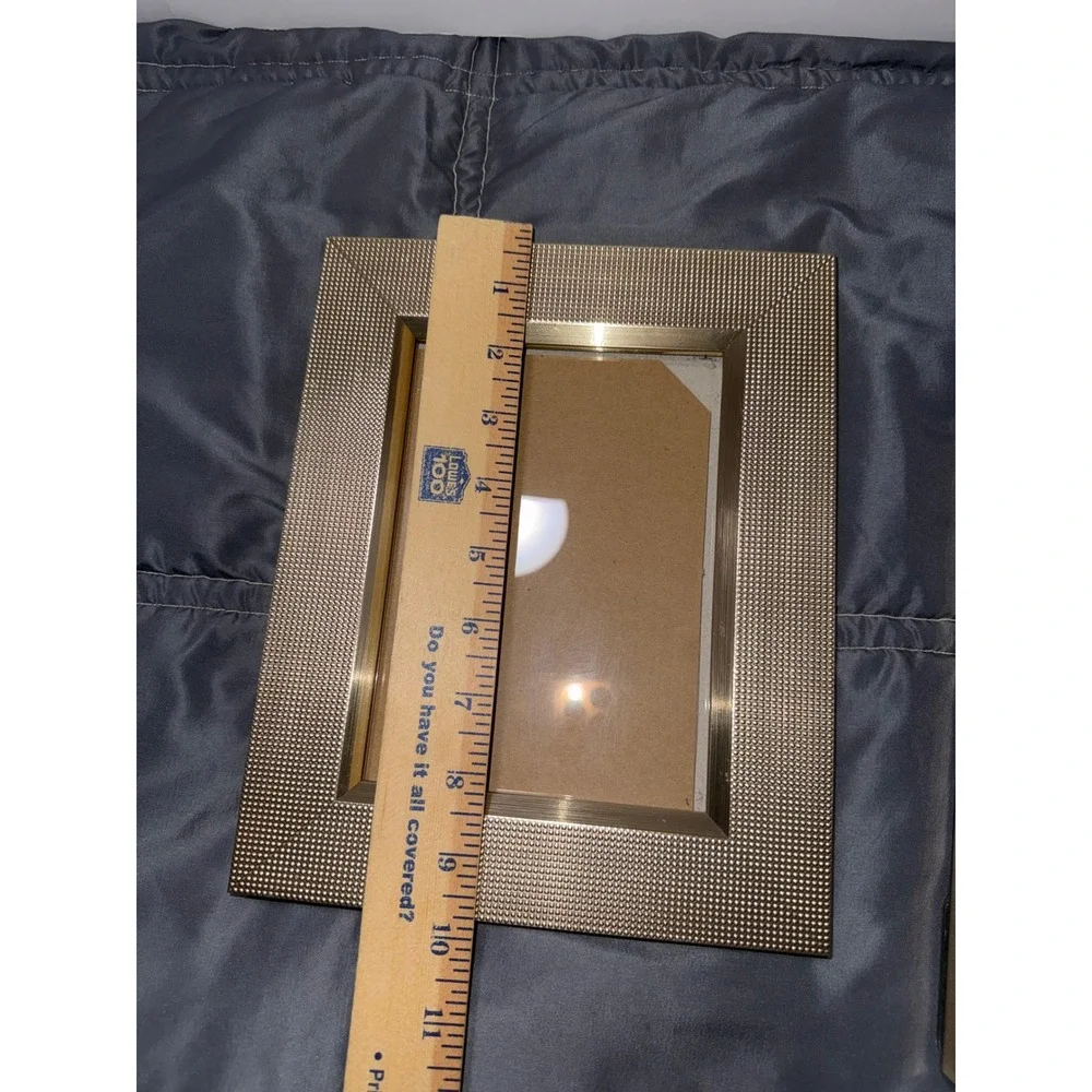 Mikasa Gold Textured Picture Frame Set of 2 Hobnail Beveled Tabletop Wall Mount